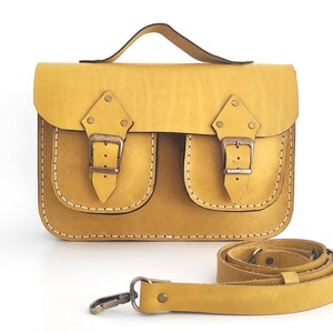 Bolso de cuero amarillo, estilo retro, bandolera, bolso de mano, bolso para iPad, para mujer, regalo de Halloween.
