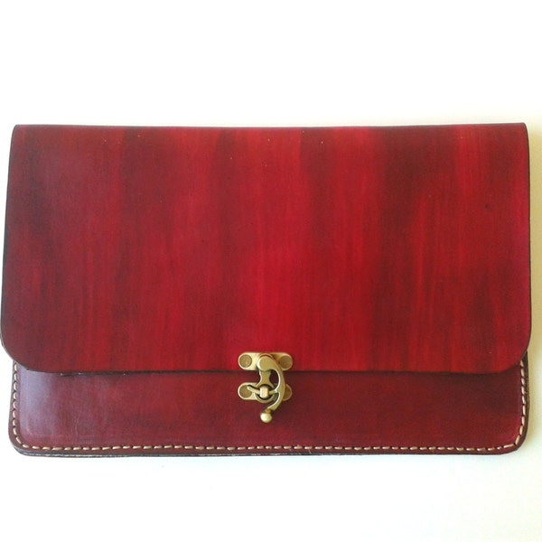 Red Leather Macbook Sleeve ,Portfolio ,13 inch ,15 inch ,tablet ,ultrabook ,Leather Sleeve ,leather case boho clutch