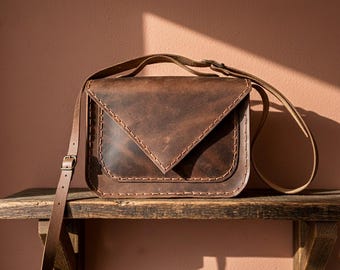 Brown Crazy Horse Leather Purse - Model Nena