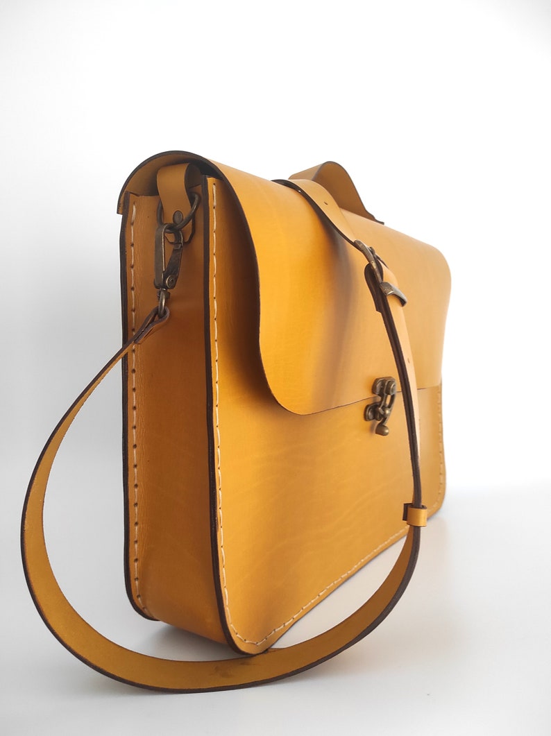 Yellow Laptop Bag, Briefcase, Satchel Bag, Crossbody Bag, Gift For Him, Gift For Her, Unisex, Made to Order image 2