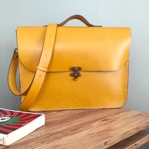 Yellow Laptop Bag, Briefcase, Satchel Bag, Crossbody Bag, Gift For Him, Gift For Her, Unisex, Made to Order image 3