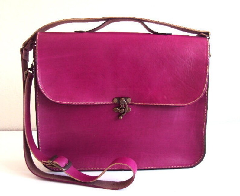 pink leather laptop bag