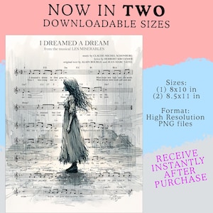 I Dreamed a Dream from Les Miserables Theatre Art, Broadway Gift, Musical Song Score