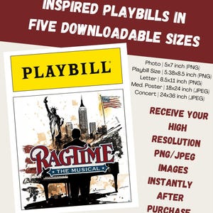 Ragtime the Musical Playbill Art NOW in FIVE download sizes-Messy Line Broadway Poster Digital Download, Ragtime Broadway inspired