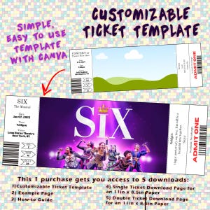Anpassbare Ticket-Vorlage | Printable Konzert- und Theaterkarten | Bearbeitbare digitale Erinnerungsstücke