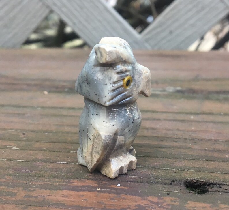 Carved Stone Owl Figurine Soapstone Owl Totem Spirit Animal Etsy