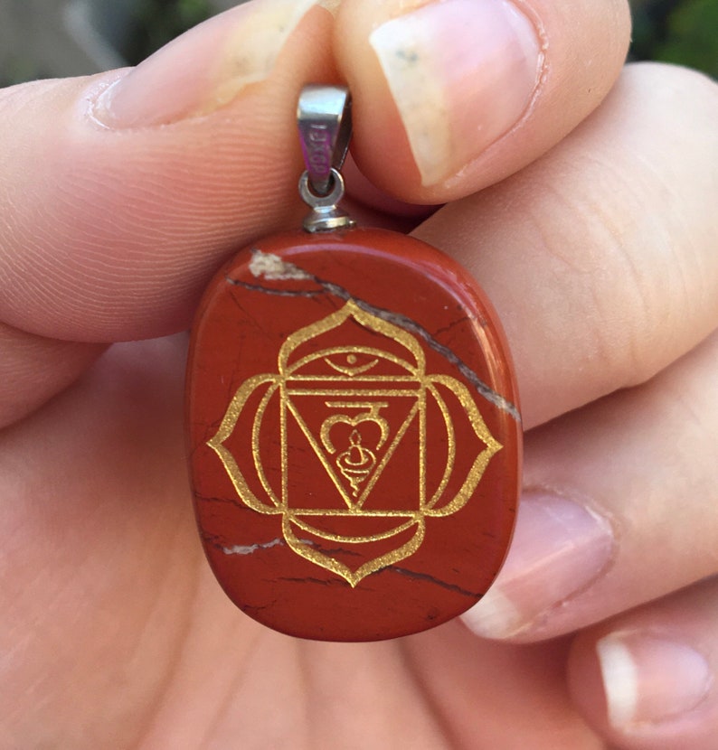 Root Chakra Red Jasper Stone Pendant Crystal Healing Jewelry Etsy