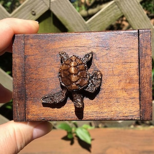 Imperfect Turtle Wooden Box, Crystal Trinkets Holder, Small Wood Box Gift