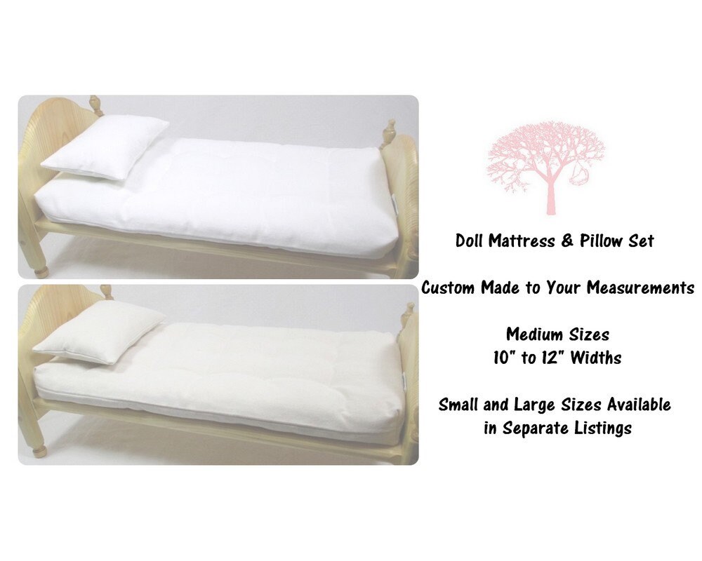 Doll Bed Mattress Pillow Set Custom Sizes Medium Doll Etsy
