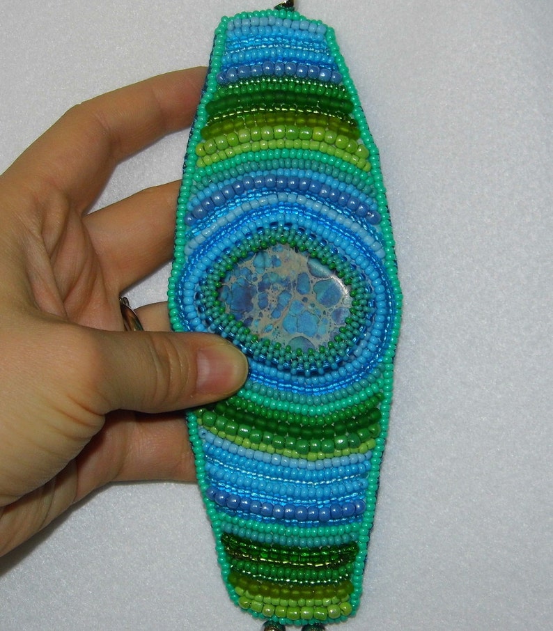 Cuff bracelet  bead embroidery  beaded bracelet  beadwork  etsy