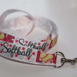 Softball Lanyard, Love Softball, Softball, Lanyard, ID Badge Key Holder, Break Away, Sports, Coach Lanyard, Novelty Gift, Retractable Reel
