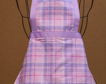 Childrens Apron - Colorful Springtime Pink and Purple Plaid material