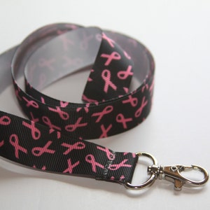 Breast Cancer Awareness, Ribbon, Lanyard, ID Badge and Key Holder, Fashion Lanyard, Fun Lanyard, Break Away, Novelty Gift,
