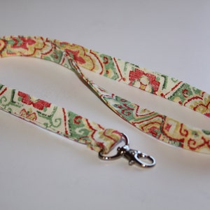Flower Lanyard, Lanyard, Cotton Lanyard, Fabric Lanyard, ID Badge and Key Holder, Fashion Lanyard, Novelty Gift,