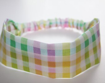 Plaid Pastel Headband, womens headband, girls headband, pink headband, yellow headband, fashion headband, casual headband, spring apparel