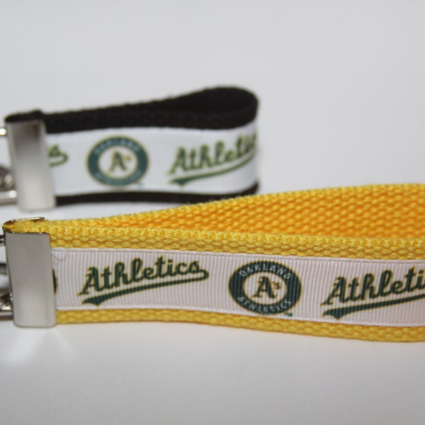 Oakland A's key chain, Oakland Athletics ribbon, Novelty Gift, baseball key chain, gifts under 10