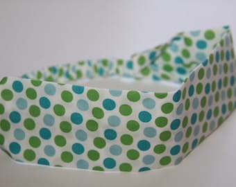 Polka Dot Pastel Headband, headbands, womens headband, girls headband, green polka dot headband, green blue headband, spring apparel