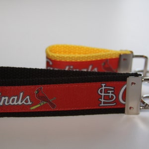 St. Louis Cardinals Sterling Silver Gold Plated Black Leather Key Chain -  Sports Unlimited