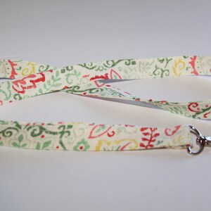 Flower Lanyard, Lanyard, Cotton Lanyard, Fabric Lanyard, ID Badge and Key Holder, Fashion Lanyard, Novelty Gift,