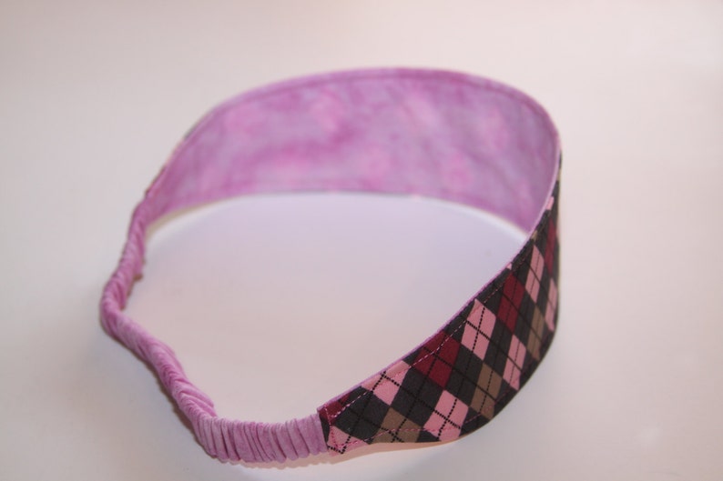 Pink and Grey Argyle Reversible Headband argyle headband image 2