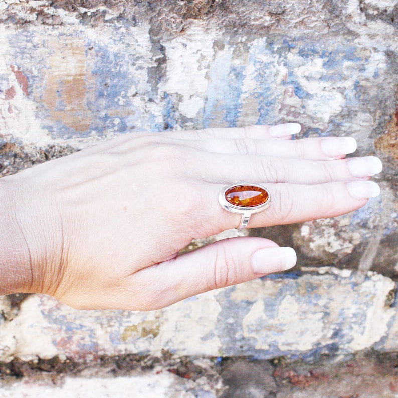 Chunky real statement baltic amber ring Honey or green amber options gemstone amber jewellery Genuine Amber is set in sterling silver 925