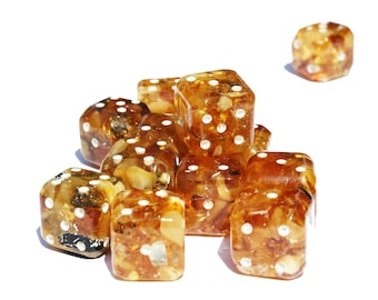 Baltic Amber Dice with rounded corners, amber present, unique and impressive gift, game accessory, make a dice set, for Dice & Tile Games