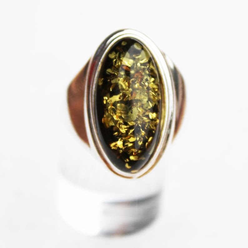 Chunky real statement baltic amber ring Honey or green amber options gemstone amber jewellery Genuine Amber is set in sterling silver 925