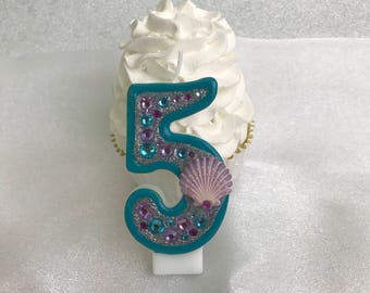 Ocean, sea, beach, mermaid candle, birthday candle, anniversary candle, keepsake candle, number candle