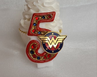 Super hero woman, Wonder Woman candle, keepsake candle, custom candle, number candle