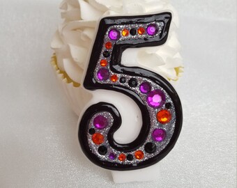 Halloween orange, purple, black, birthday candle, custom candle, keepsake candle, number candle