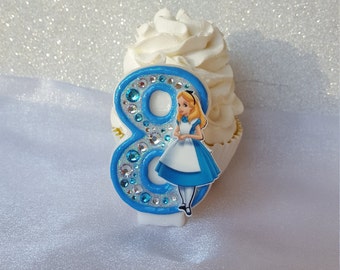 Alice in Wonderland, storybook, character, blue, birthday candle, keepsake candle, custom candle, number candle