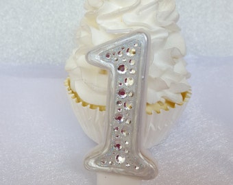 Diamond, white, birthday candle, keepsake candle, anniversary candle, baptism custom candle, number candle