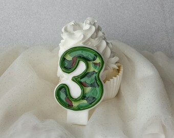 Camo, Army, Military, Call of Duty, birthday candle, keepsake candle, anniversary candle, custom candle, number candle