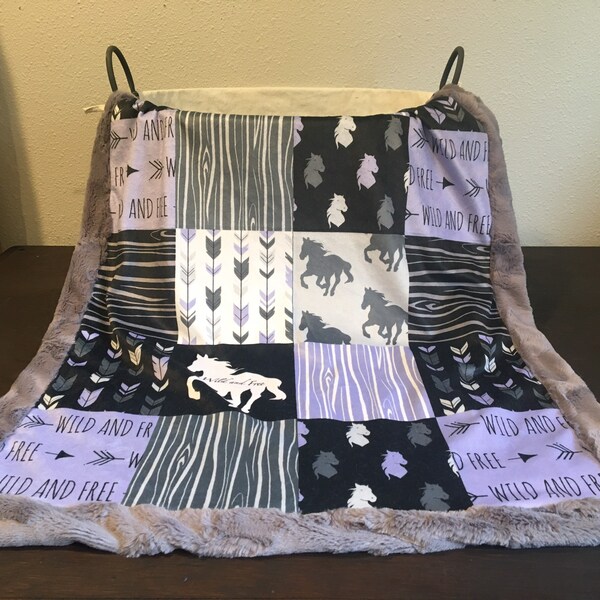 Purple Horse Minky Baby Blanket