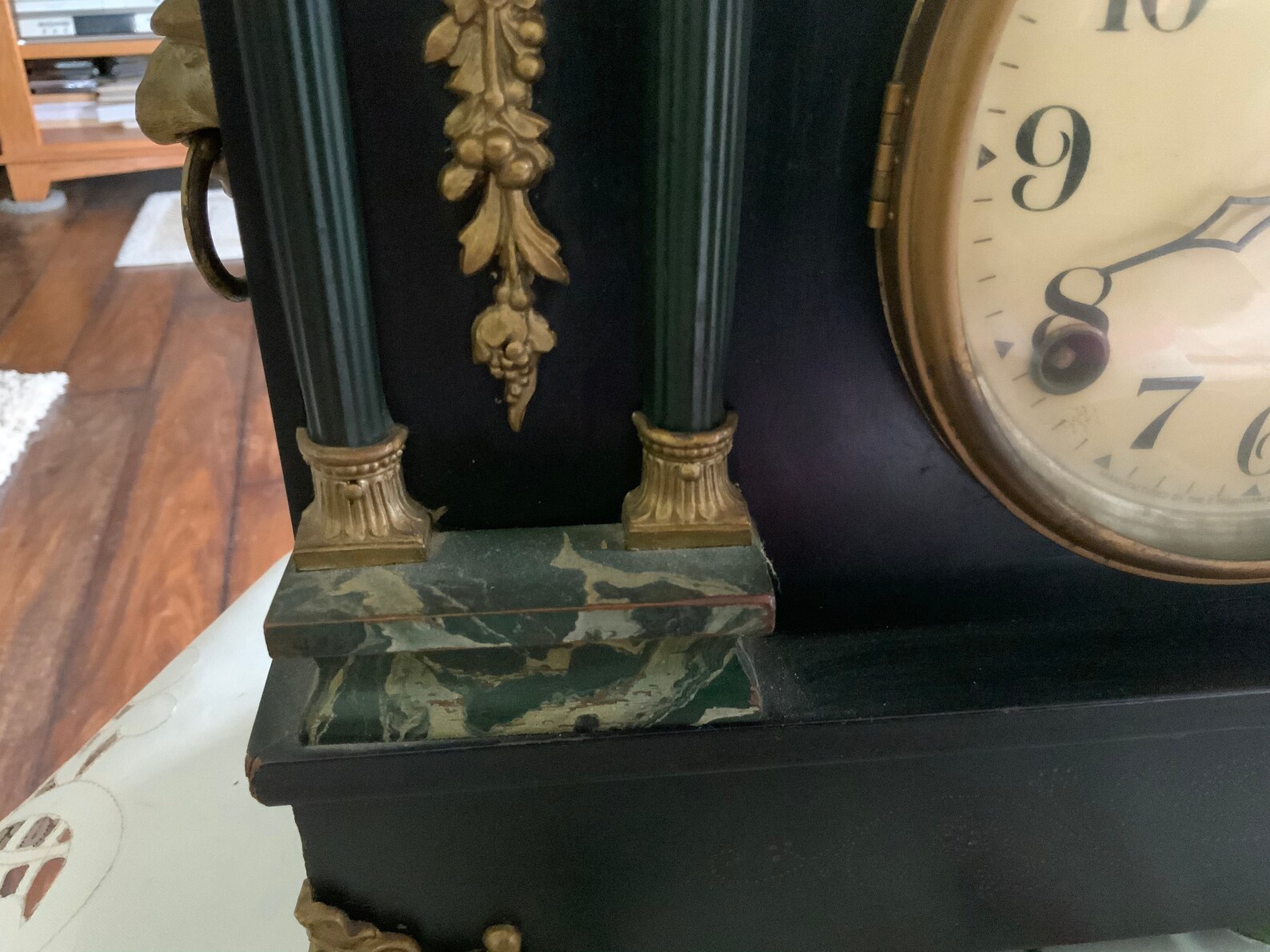 Beautiful Antique Ingraham Wooden Mantle Clock With Lion Heads Etsy