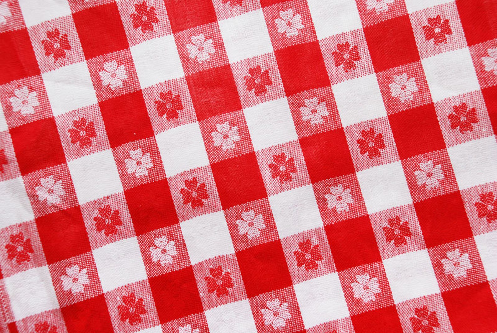 Vintage Tablecloth Fabric / Red & White Checked / Original Etsy