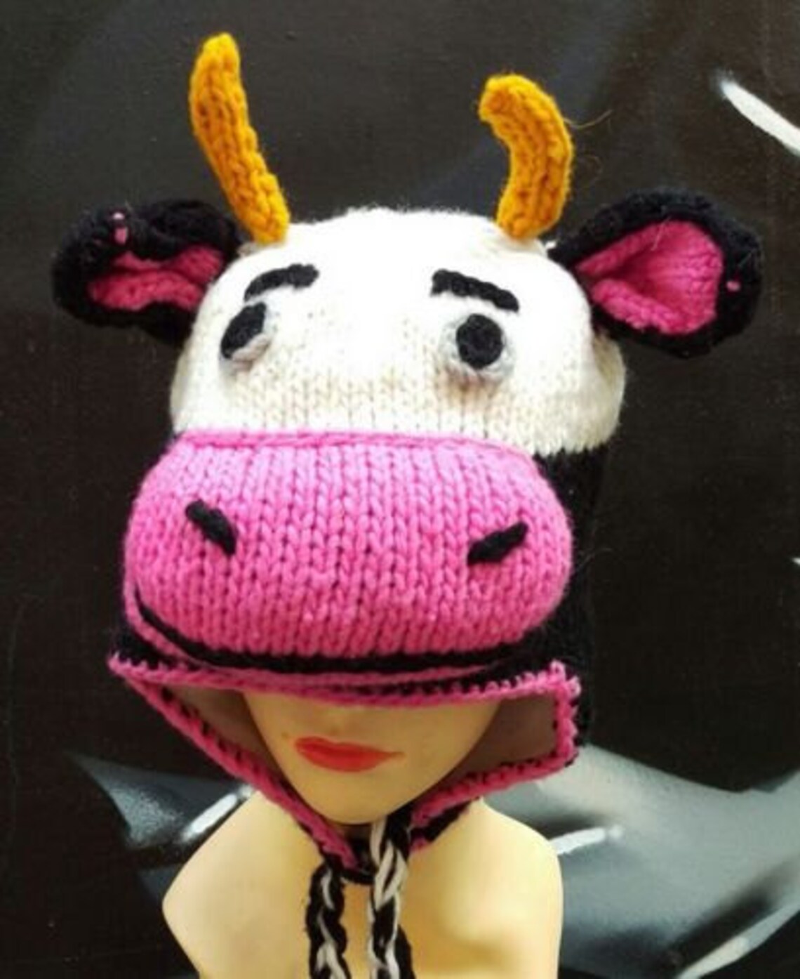 Unique Cow Beanie Knitted Cow Hat Warm Kids Beanie Cute Etsy
