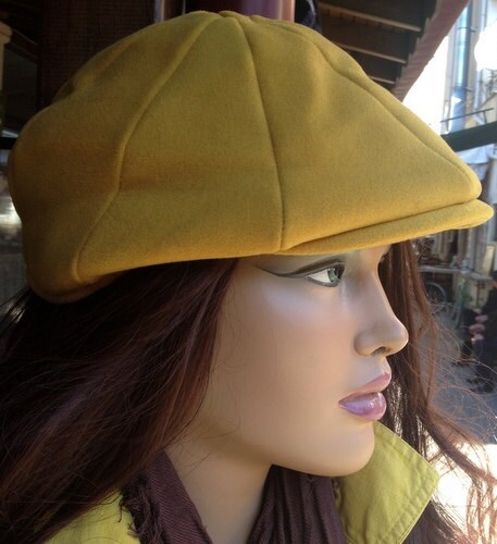 Yellow Newsboy cap handmade hat eight piece hats Newsboy - Etsy España