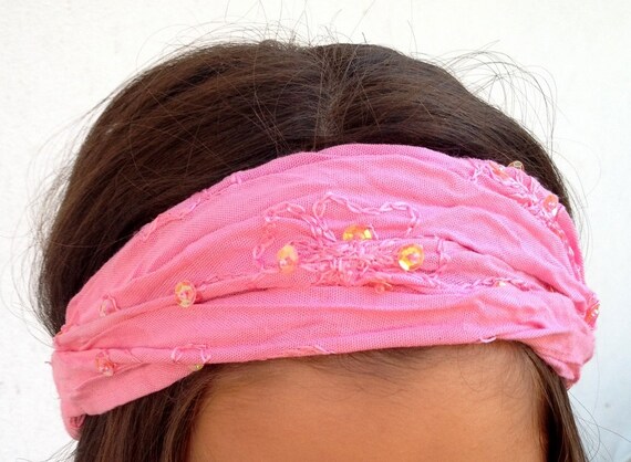 Headbands For Short Hair Pink Boho Headband Fitness Etsy