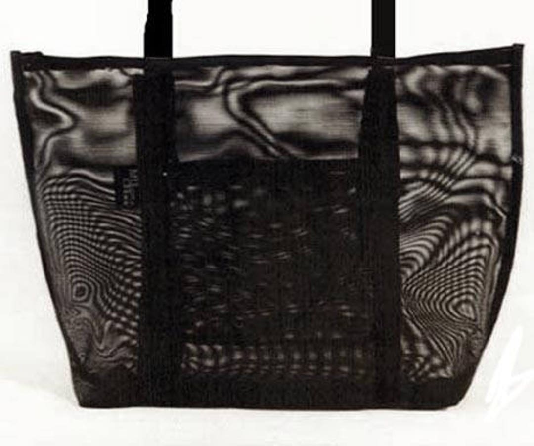 Black Mesh Tote Bag Large Hole Stand Alone Weave. Large