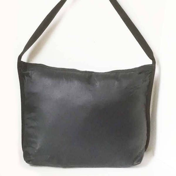 SPECIAL!  Black lightweight nylon tote - large open space pouch with shoulder sling strap.