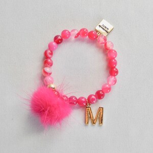 Initial Fur pom pom bracelet size 12 M image 3