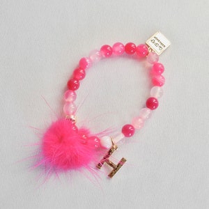 Initial Fur pom pom bracelet size 12 M image 5