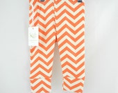 SALE was 43.99 Organic baby Leggings, Orange Chevron, LE137