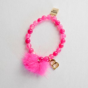 Initial Fur pom pom bracelet size 12 M image 7