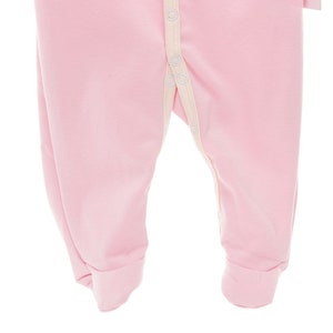 sale/Organic pink footie, baby girl gift, handmade in USA image 3