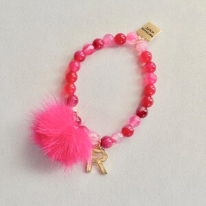 Initial Fur pom pom bracelet size 12 M image 4