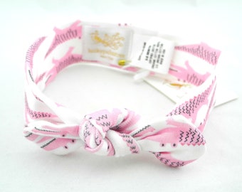 Organic knit headband, pink alligator, handmade in USA