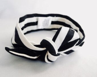 Organic baby headband.stripe baby headband. baby bow. handmade in USA