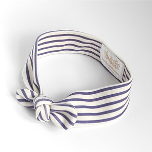 Organic baby headband, navy blue stripe image 1